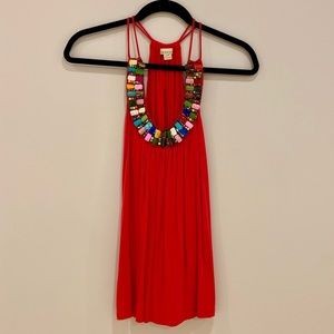 Red Tank Top w/ Beaded Outline
